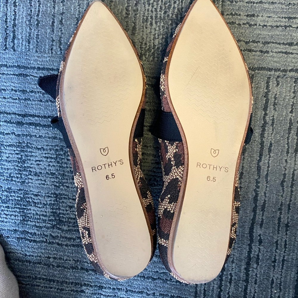 Rothy’s Mary Jane leopard pointed flats